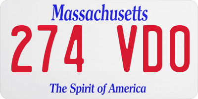 MA license plate 274VD0