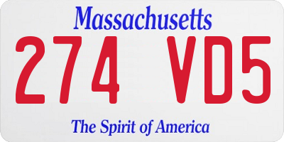 MA license plate 274VD5