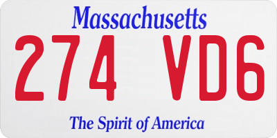 MA license plate 274VD6