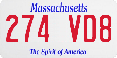 MA license plate 274VD8