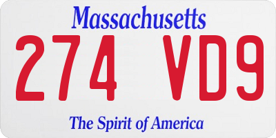 MA license plate 274VD9