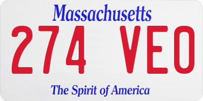 MA license plate 274VE0