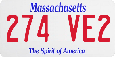 MA license plate 274VE2