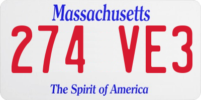 MA license plate 274VE3