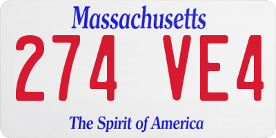 MA license plate 274VE4