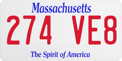 MA license plate 274VE8