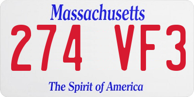 MA license plate 274VF3