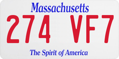 MA license plate 274VF7