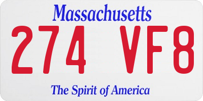 MA license plate 274VF8