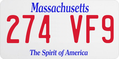 MA license plate 274VF9