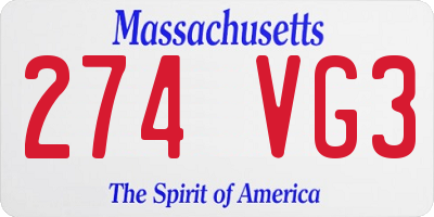 MA license plate 274VG3