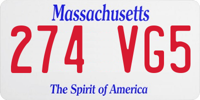 MA license plate 274VG5