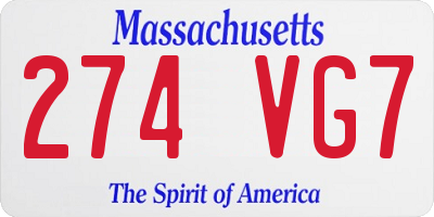 MA license plate 274VG7
