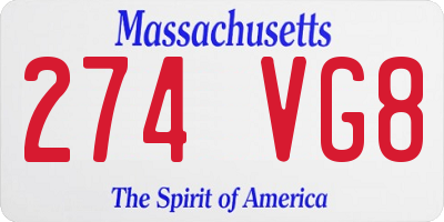 MA license plate 274VG8