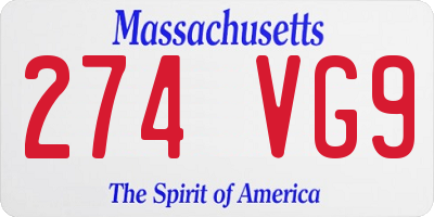 MA license plate 274VG9