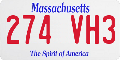 MA license plate 274VH3