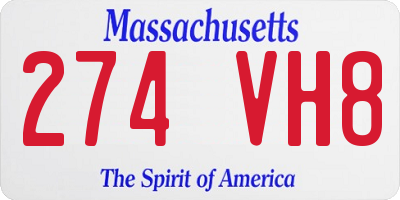 MA license plate 274VH8