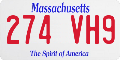 MA license plate 274VH9