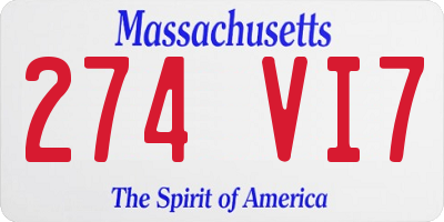 MA license plate 274VI7