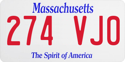 MA license plate 274VJ0