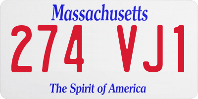 MA license plate 274VJ1