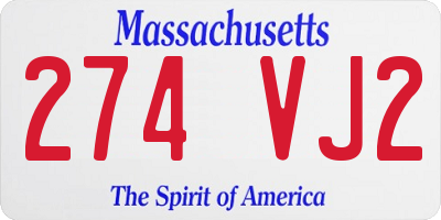 MA license plate 274VJ2