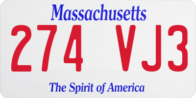 MA license plate 274VJ3