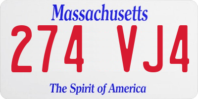 MA license plate 274VJ4