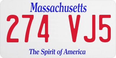 MA license plate 274VJ5