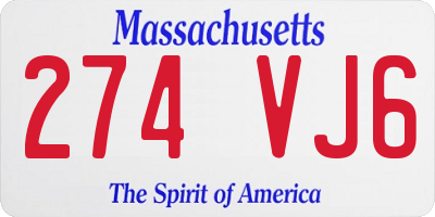 MA license plate 274VJ6