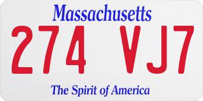 MA license plate 274VJ7