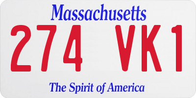 MA license plate 274VK1