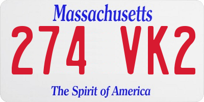 MA license plate 274VK2