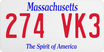 MA license plate 274VK3