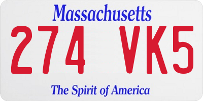 MA license plate 274VK5
