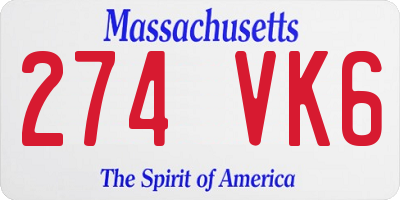 MA license plate 274VK6