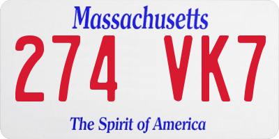 MA license plate 274VK7