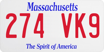 MA license plate 274VK9