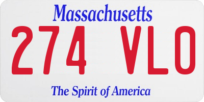 MA license plate 274VL0