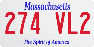 MA license plate 274VL2