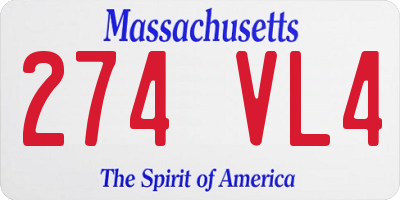 MA license plate 274VL4