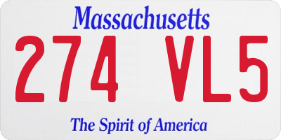 MA license plate 274VL5