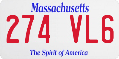 MA license plate 274VL6