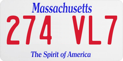 MA license plate 274VL7
