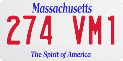 MA license plate 274VM1