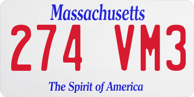 MA license plate 274VM3