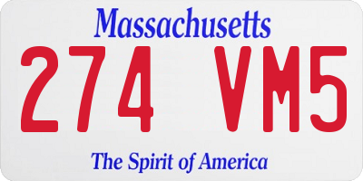 MA license plate 274VM5