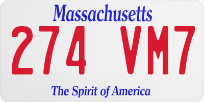 MA license plate 274VM7