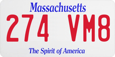 MA license plate 274VM8