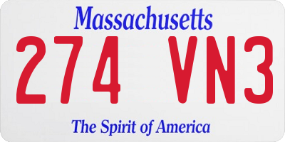 MA license plate 274VN3